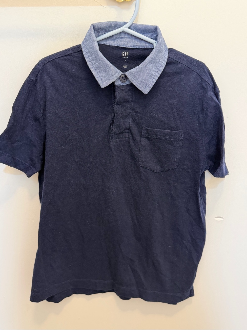 GAP Navy Polo with Light Blue Contrast Collar
